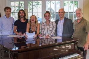 L to R David Campbell (Producer); Rome Will Burn duo - Manifesto & Alyssa Suede; Siouxsie Medley (Dead Sara guitarist & Pres. of Blue Mask Records), Stan Medley (A&R Blue Mask Records), Robert Bryan (Pres. Interact-TV)